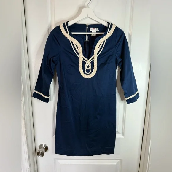 Vineyard Vines Women’s Navy Rope Appliqué Tunic Dress - Size 2 - Picture 1 of 10